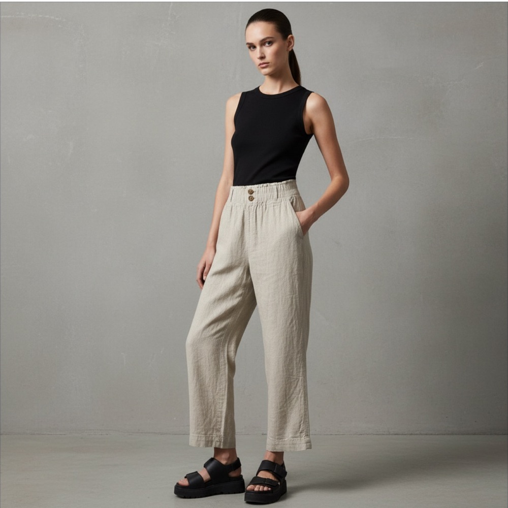 Briggs New York Paper Bag Waist Linen Pants Small